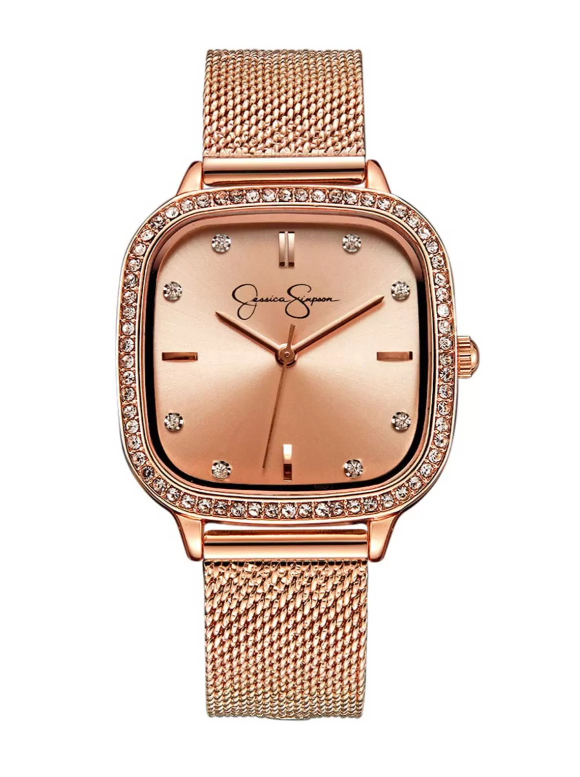 Crystal Bezel Mesh Watch In Tone<Jessica Simpson Sale