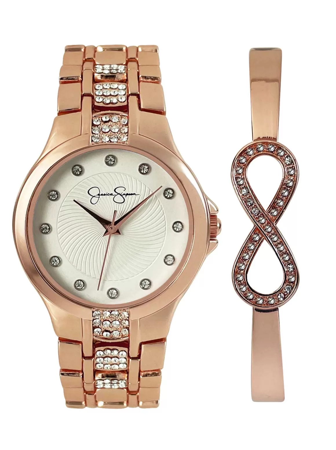 Crystal Watch & Infinity Bracelet Set In Tone<Jessica Simpson Fashion