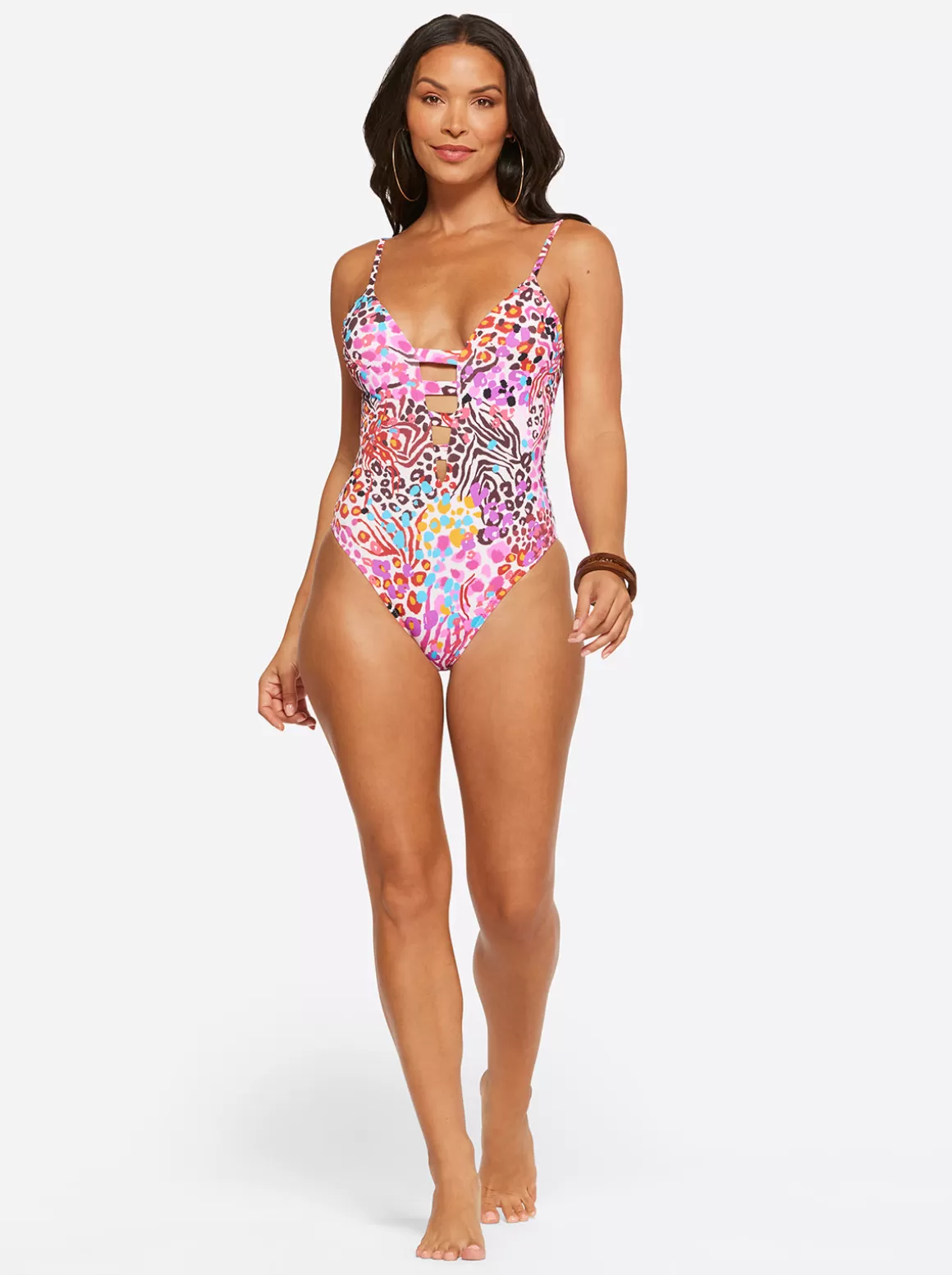 Plunge One Piece In Pink Multi<Jessica Simpson Hot