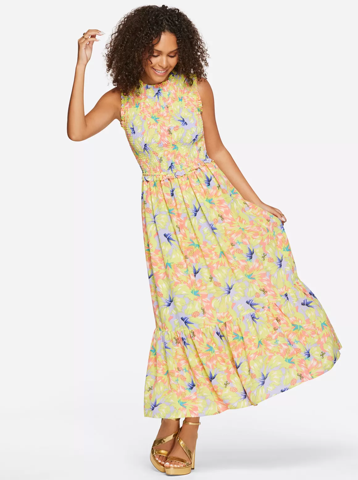 Mira Tiered Ruffle Maxi Dress In <Jessica Simpson Hot