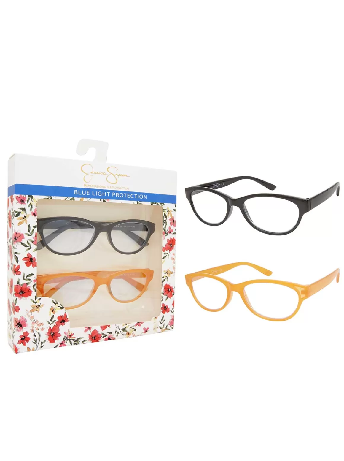 Set Of 2 Cat-Eye Blue Light Readers In Black & Crystal Butterscotch<Jessica Simpson Best Sale