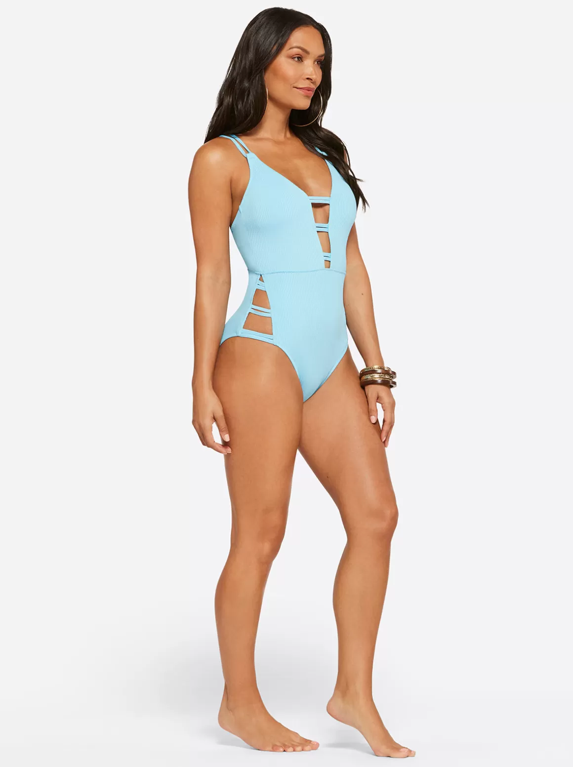 Textured Solids Plunge One Piece In <Jessica Simpson Online