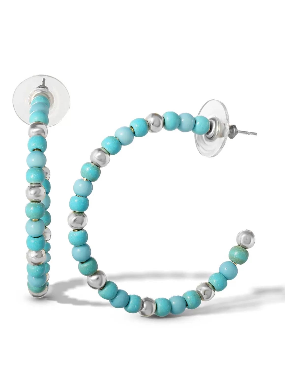 Turquoise Bead Hoop Earrings In <Jessica Simpson Store