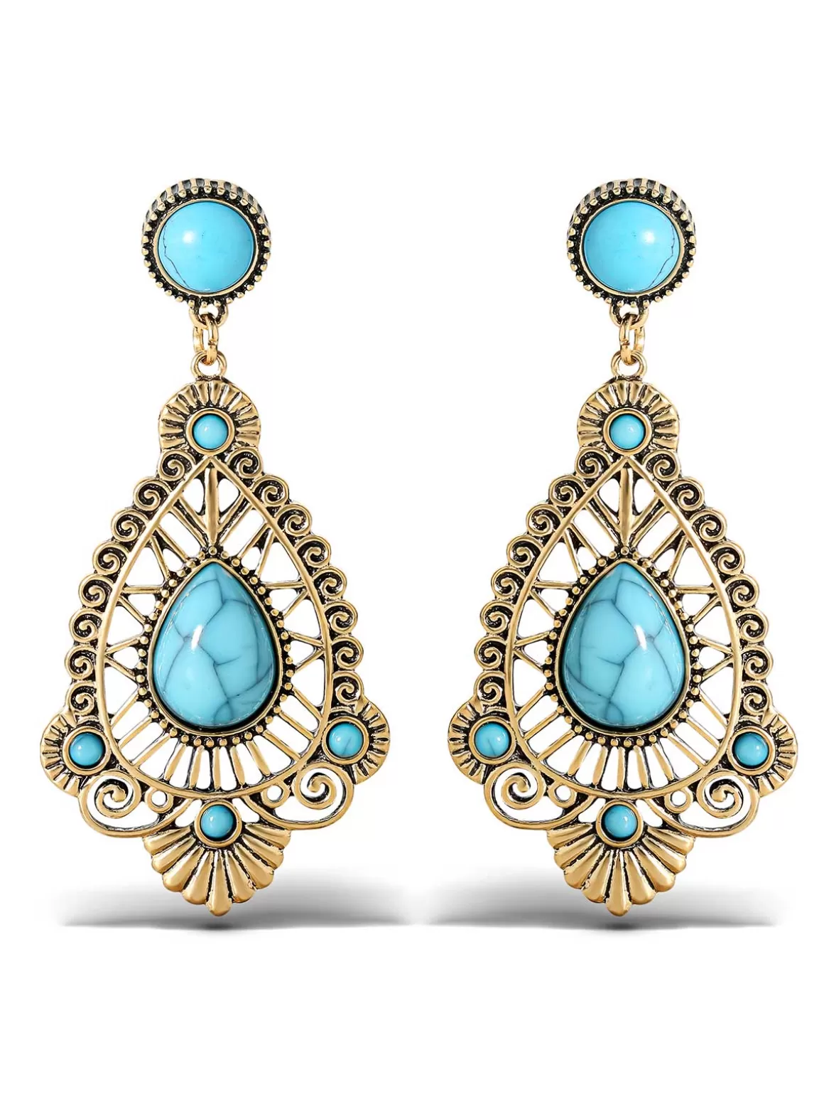 Turquoise Stone Filigree Earrings<Jessica Simpson Sale