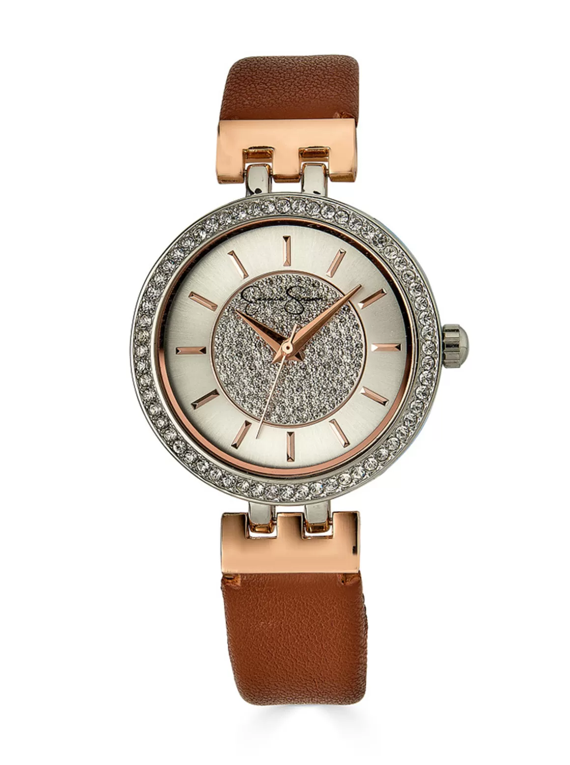 Two Tone Rose Pave Crystal Watch<Jessica Simpson New